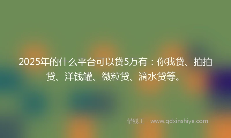 2025年的什么平台可以贷5万有：你我贷、拍拍贷、洋钱罐、微粒贷、滴水贷等。