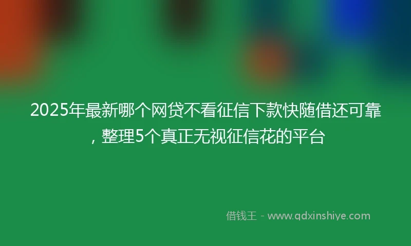 2025年最新哪个网贷不看征信下款快随借还可靠，整理5个真正无视征信花的平台