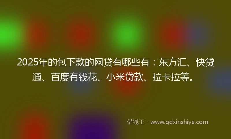 2025年的包下款的网贷有哪些有：东方汇、快贷通、百度有钱花、小米贷款、拉卡拉等。