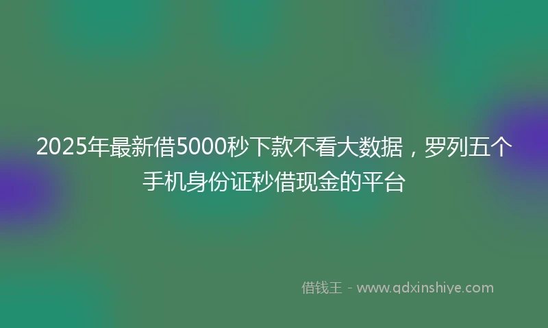 2025年最新借5000秒下款不看大数据，罗列五个手机身份证秒借现金的平台