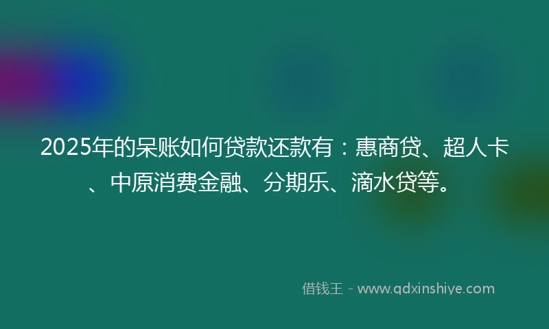 2025年的呆账如何贷款还款有：惠商贷、超人卡、中原消费金融、分期乐、滴水贷等。
