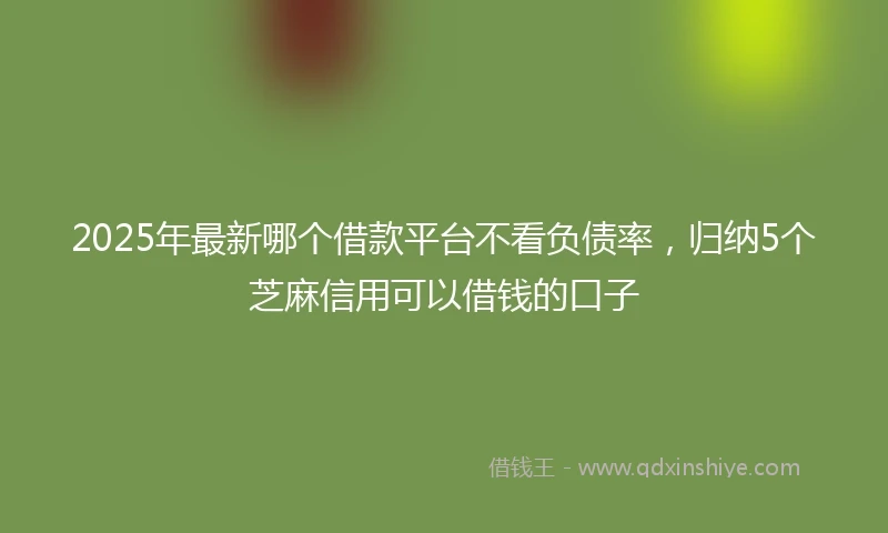 2025年最新哪个借款平台不看负债率，归纳5个芝麻信用可以借钱的口子