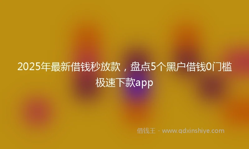 2025年最新借钱秒放款，盘点5个黑户借钱0门槛极速下款app