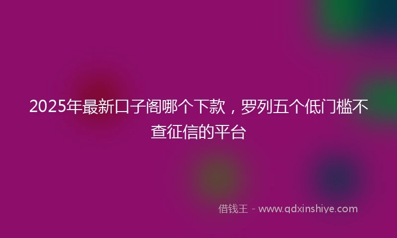 2025年最新口子阁哪个下款，罗列五个低门槛不查征信的平台