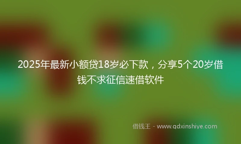 2025年最新小额贷18岁必下款，分享5个20岁借钱不求征信速借软件