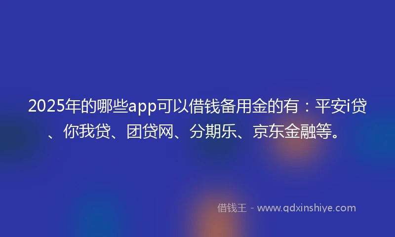 2025年的哪些app可以借钱备用金的有：平安i贷、你我贷、团贷网、分期乐、京东金融等。