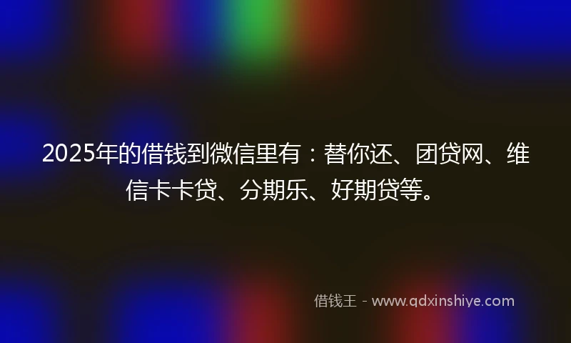 2025年的借钱到微信里有：替你还、团贷网、维信卡卡贷、分期乐、好期贷等。