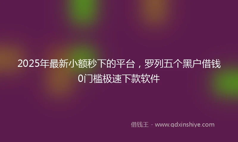 2025年最新小额秒下的平台，罗列五个黑户借钱0门槛极速下款软件