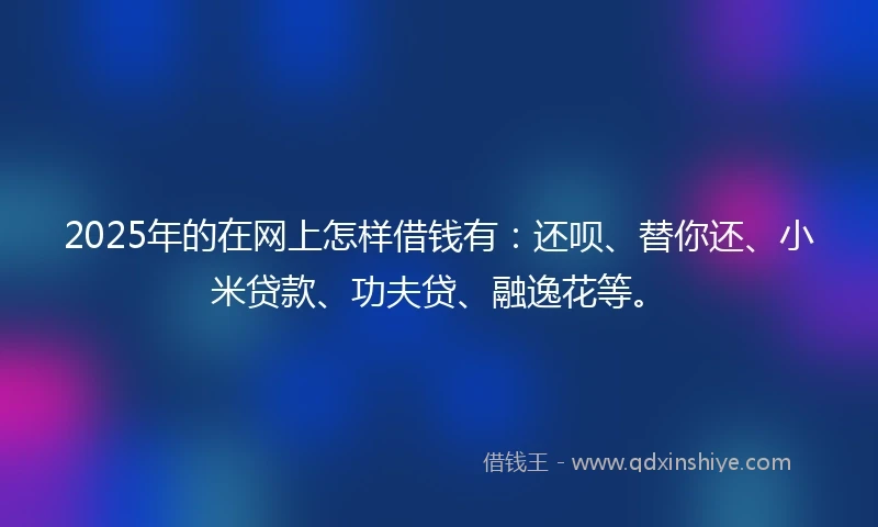 2025年的在网上怎样借钱有：还呗、替你还、小米贷款、功夫贷、融逸花等。