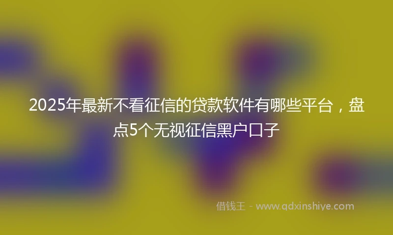 2025年最新不看征信的贷款软件有哪些平台，盘点5个无视征信黑户口子