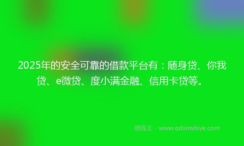 2025年的安全可靠的借款平台有：随身贷、你我贷、e微贷、度小满金融、信用卡贷等。