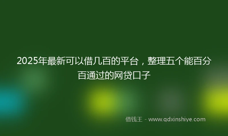 2025年最新可以借几百的平台，整理五个能百分百通过的网贷口子