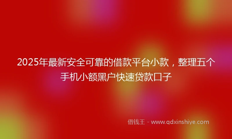 2025年最新安全可靠的借款平台小款，整理五个手机小额黑户快速贷款口子
