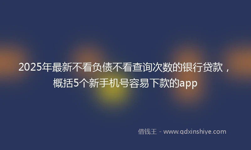 2025年最新不看负债不看查询次数的银行贷款，概括5个新手机号容易下款的app