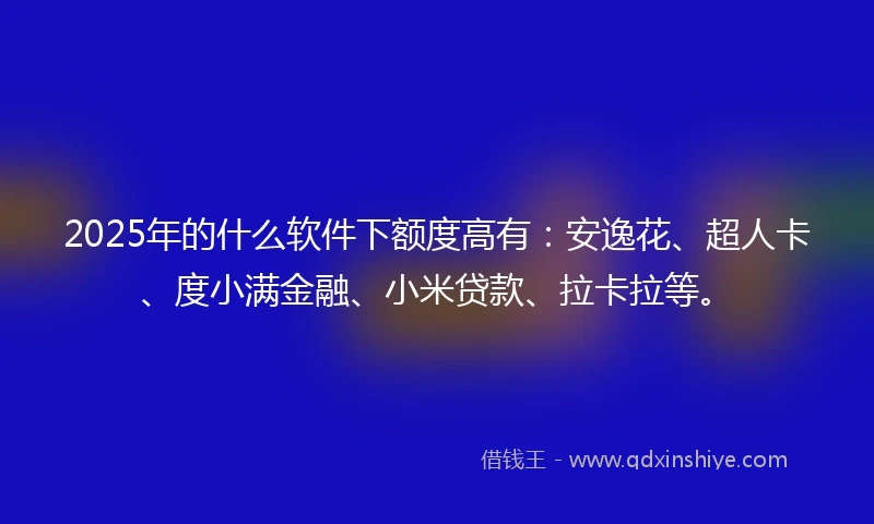 2025年的什么软件下额度高有：安逸花、超人卡、度小满金融、小米贷款、拉卡拉等。