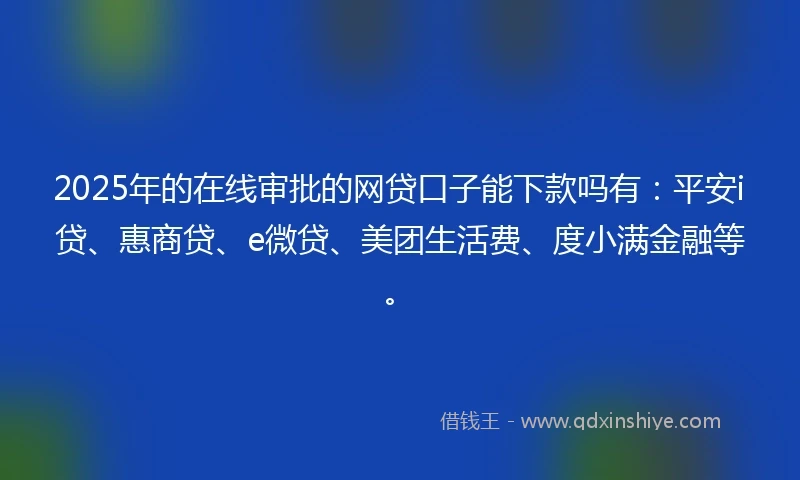 2025年的在线审批的网贷口子能下款吗有：平安i贷、惠商贷、e微贷、美团生活费、度小满金融等。