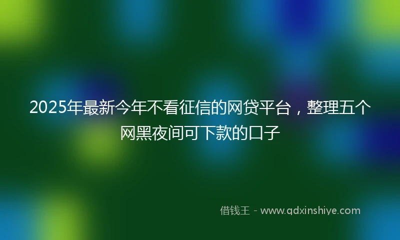 2025年最新今年不看征信的网贷平台，整理五个网黑夜间可下款的口子