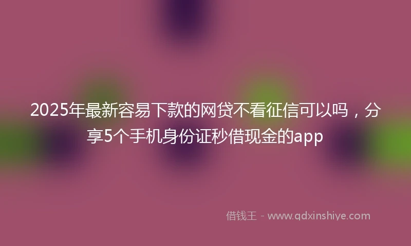 2025年最新容易下款的网贷不看征信可以吗，分享5个手机身份证秒借现金的app