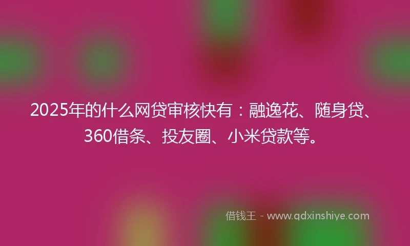 2025年的什么网贷审核快有：融逸花、随身贷、360借条、投友圈、小米贷款等。