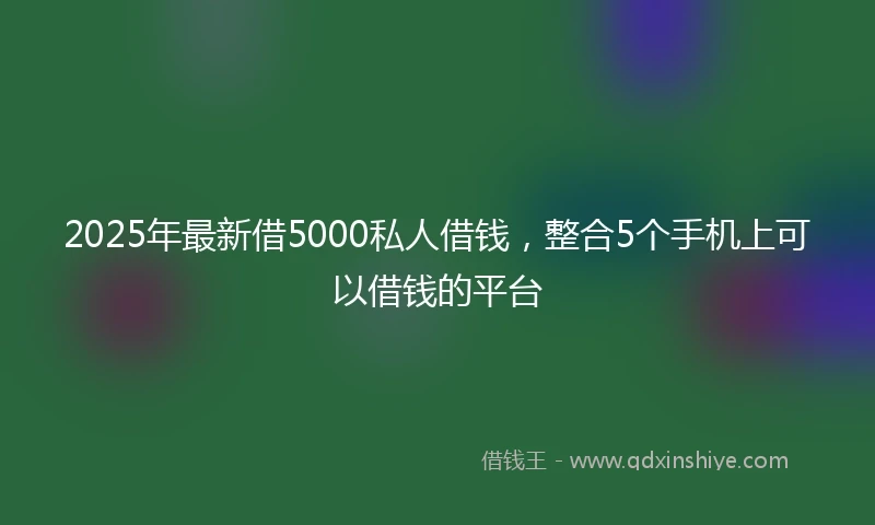 2025年最新借5000私人借钱，整合5个手机上可以借钱的平台