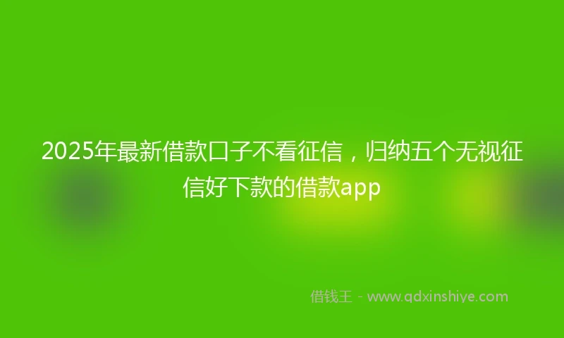2025年最新借款口子不看征信，归纳五个无视征信好下款的借款app