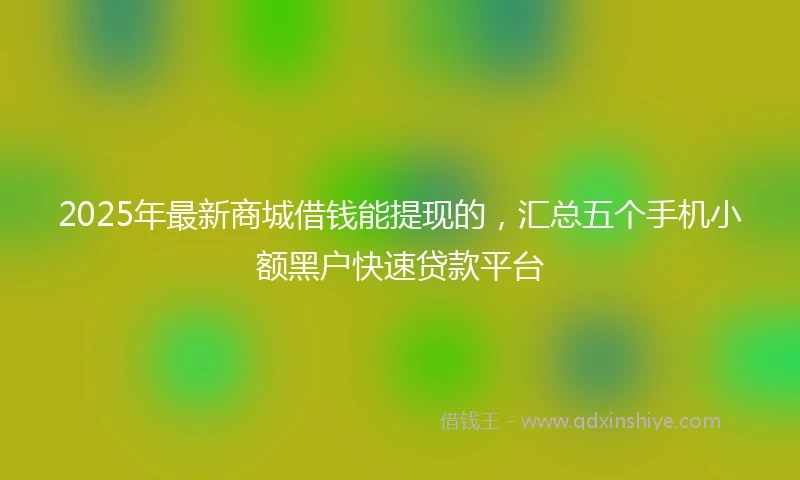 2025年最新商城借钱能提现的，汇总五个手机小额黑户快速贷款平台