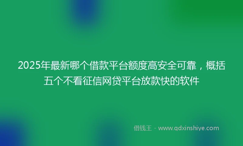 2025年最新哪个借款平台额度高安全可靠，概括五个不看征信网贷平台放款快的软件