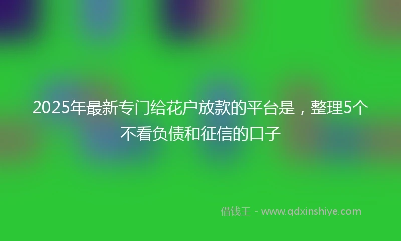 2025年最新专门给花户放款的平台是，整理5个不看负债和征信的口子