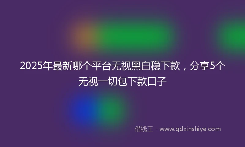 2025年最新哪个平台无视黑白稳下款，分享5个无视一切包下款口子