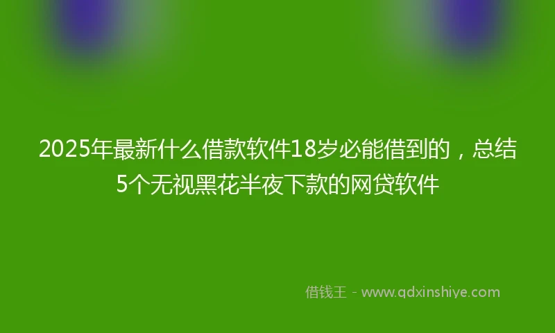 2025年最新什么借款软件18岁必能借到的，总结5个无视黑花半夜下款的网贷软件