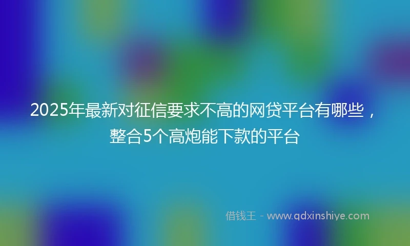 2025年最新对征信要求不高的网贷平台有哪些，整合5个高炮能下款的平台