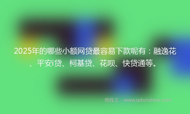 2025年的哪些小额网贷最容易下款呢有：融逸花、平安i贷、柯基贷、花呗、快贷通等。