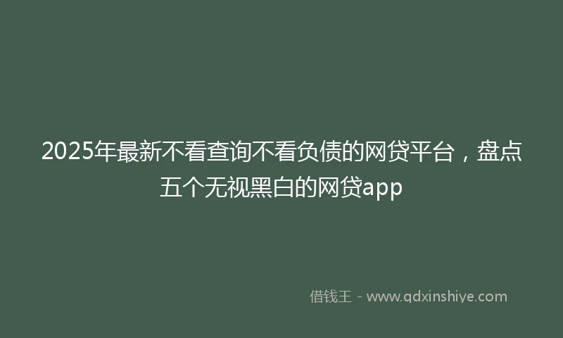 2025年最新不看查询不看负债的网贷平台，盘点五个无视黑白的网贷app