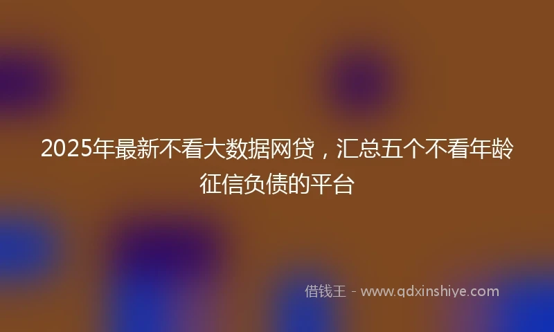 2025年最新不看大数据网贷，汇总五个不看年龄征信负债的平台
