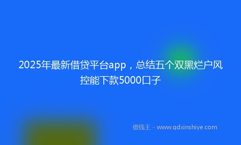 2025年最新借贷平台app，总结五个双黑烂户风控能下款5000口子