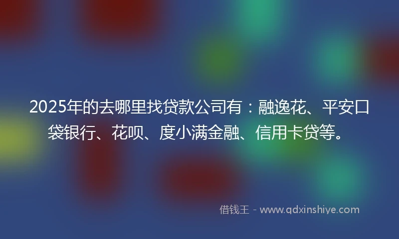 2025年的去哪里找贷款公司有：融逸花、平安口袋银行、花呗、度小满金融、信用卡贷等。