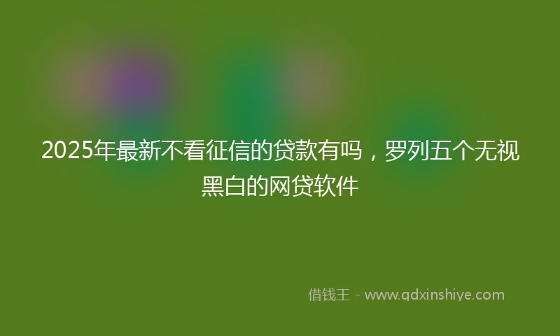 2025年最新不看征信的贷款有吗，罗列五个无视黑白的网贷软件