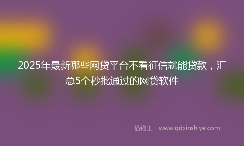 2025年最新哪些网贷平台不看征信就能贷款，汇总5个秒批通过的网贷软件