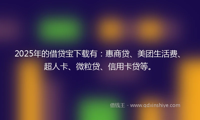 2025年的借贷宝下载有：惠商贷、美团生活费、超人卡、微粒贷、信用卡贷等。
