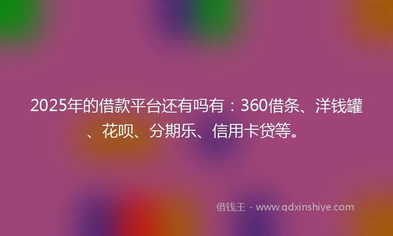 2025年的借款平台还有吗有：360借条、洋钱罐、花呗、分期乐、信用卡贷等。