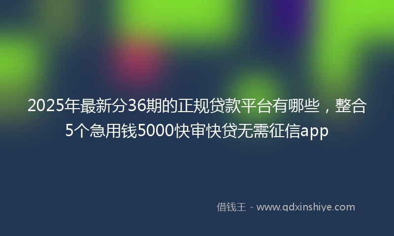 2025年最新分36期的正规贷款平台有哪些，整合5个急用钱5000快审快贷无需征信app