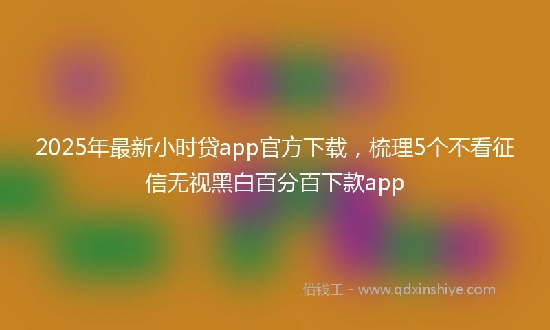 2025年最新小时贷app官方下载，梳理5个不看征信无视黑白百分百下款app