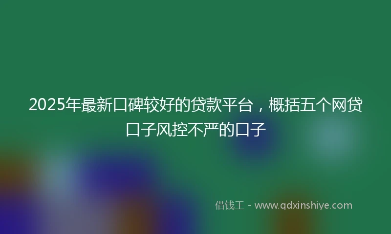 2025年最新口碑较好的贷款平台，概括五个网贷口子风控不严的口子