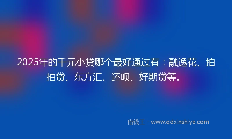 2025年的千元小贷哪个最好通过有：融逸花、拍拍贷、东方汇、还呗、好期贷等。