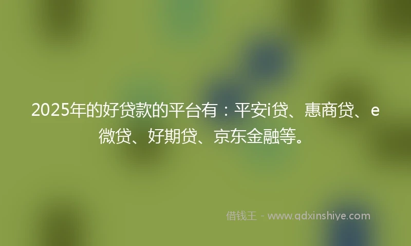 2025年的好贷款的平台有：平安i贷、惠商贷、e微贷、好期贷、京东金融等。