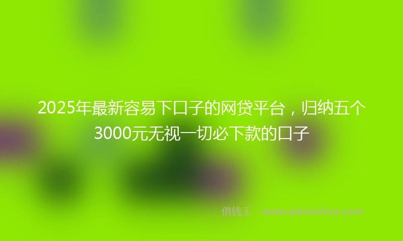 2025年最新容易下口子的网贷平台，归纳五个3000元无视一切必下款的口子