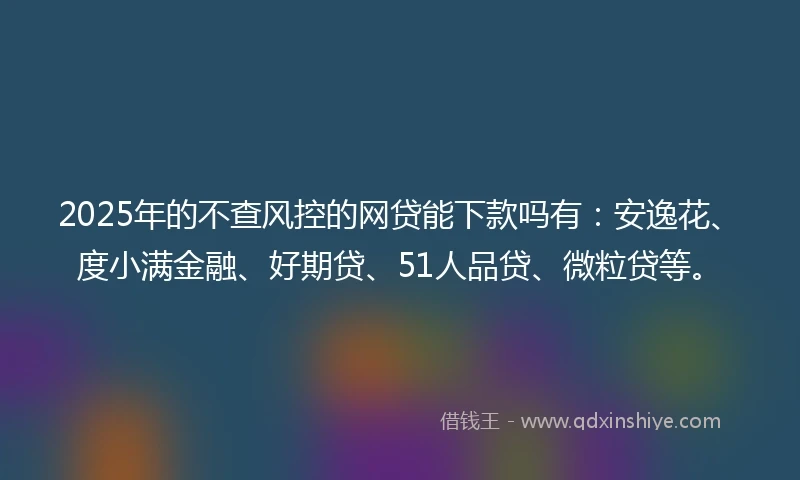 2025年的不查风控的网贷能下款吗有：安逸花、度小满金融、好期贷、51人品贷、微粒贷等。