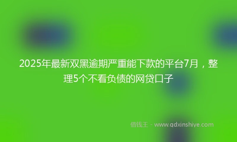 2025年最新双黑逾期严重能下款的平台7月，整理5个不看负债的网贷口子