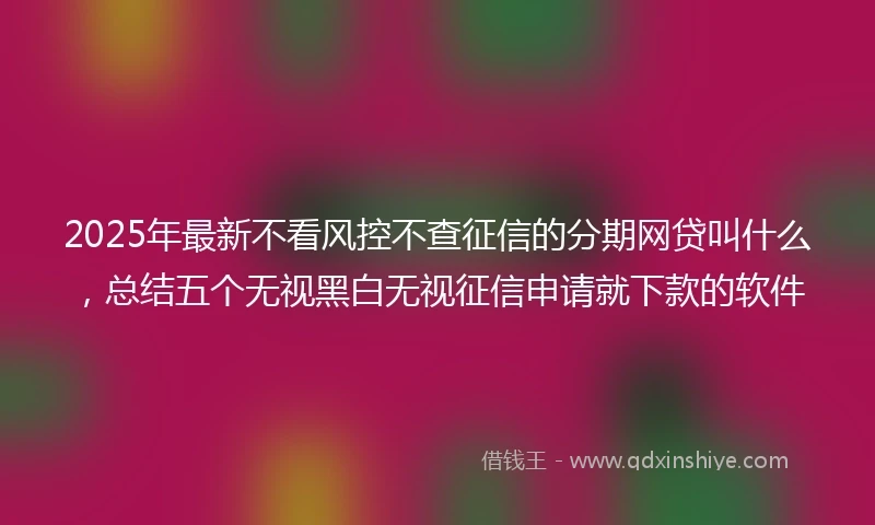 2025年最新不看风控不查征信的分期网贷叫什么，总结五个无视黑白无视征信申请就下款的软件