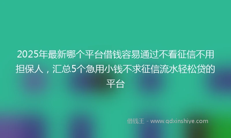 2025年最新哪个平台借钱容易通过不看征信不用担保人，汇总5个急用小钱不求征信流水轻松贷的平台